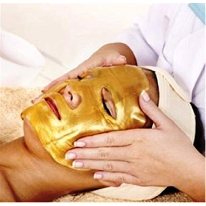 Ruzzut أقنعة الوجه الذهبية 24 قيراط - قناع وجه مرطب للعناية بالبشرة مع حمض الهيالورونيك والكولاجين المهدرج لمكافحة التجاعيد والخطوط الدقيقة، 12 قطعة - Image 3